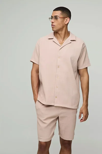 NEWLAKER Unisex Oversize Premium Corded Short Sleeve Ottoman Shirt