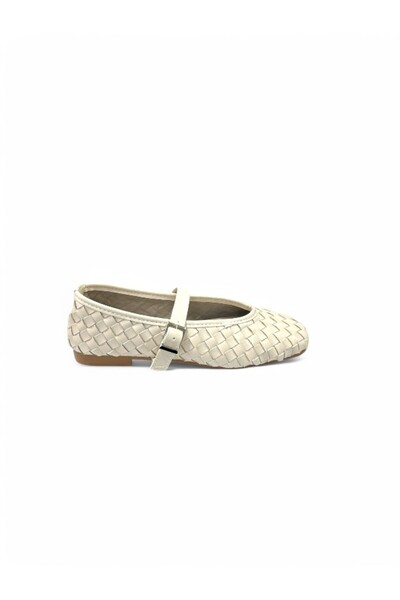 iskarpino Comfortable Sole Beige Women's Knitted Ballerina Casual Shoes