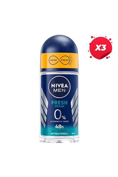 NIVEA X3 - NIVEA ANTIPERSPIRANT ROLL ON 50ML MEN FRESH OCEAN
