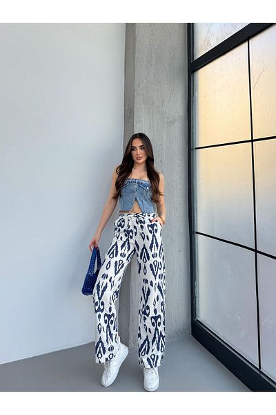 Ozy Fashion Linen Blended Loose Cut Trousers Yeni̇ket-333