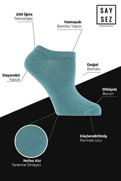 SAYSEZ Water Green Bamboo Women's Sneaker Sports Socks Seamless Premium Pack of 4