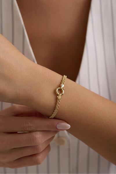 Tufanlar Kuyumculuk 14 Ayar Çift Sıra Örgü Gemici Kilitli Altın Bileklik