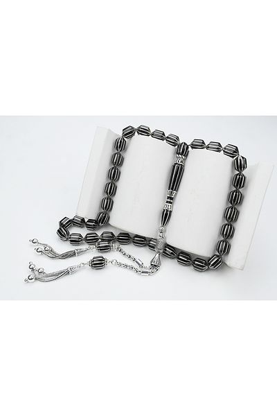 Skygo Oltu Stone Shaved Cut Ten Double Watermelon Slice Embroidered Rosary