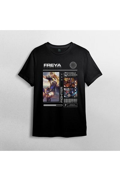 Pixxa Mobile Legends Freya Unisex 100% βαμβακερό μπλουζάκι με λαιμόκοψη μοντέλο 1