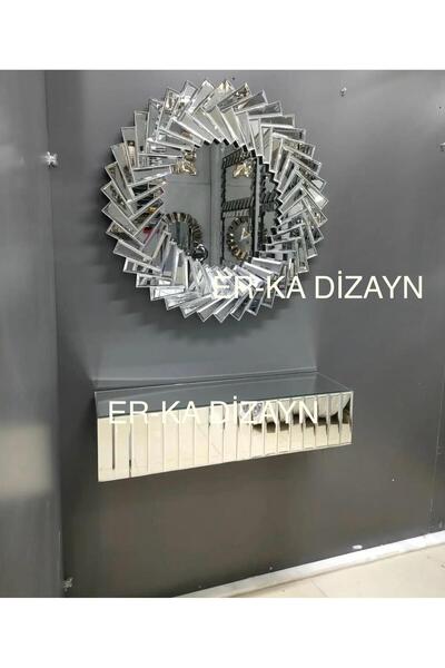 ER-KA DİZAYN Ayna Ultra Lüks Dresuar Petek Üstü Uçan Raf Çekmeceli Dresuar Aynalı Kalorifer Peteği Seti