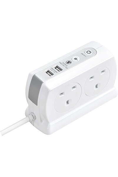 Masterplug Heavy Duty Four Socket Surge Protected Extension Lead with 2 USB Ports, 2 M