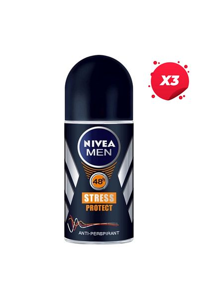 NIVEA X3 - NIVEA ANTIPERSPIRANT ROLL ON 50ML MEN STRES PROTECT