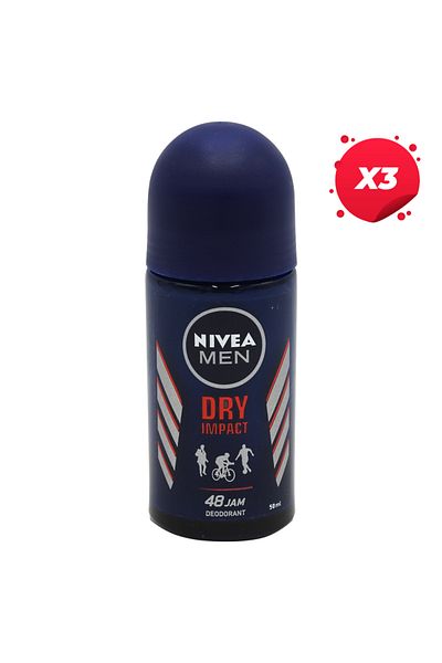 NIVEA X3 - NIVEA ANTIPERSPIRANT ROLL ON 50ML MEN DRY IMPACT