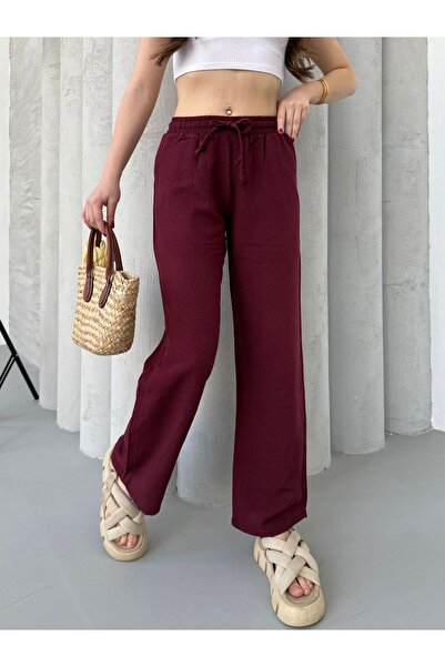Ozy Fashion Linen Blended Loose Cut Trousers Yeni̇ket-333