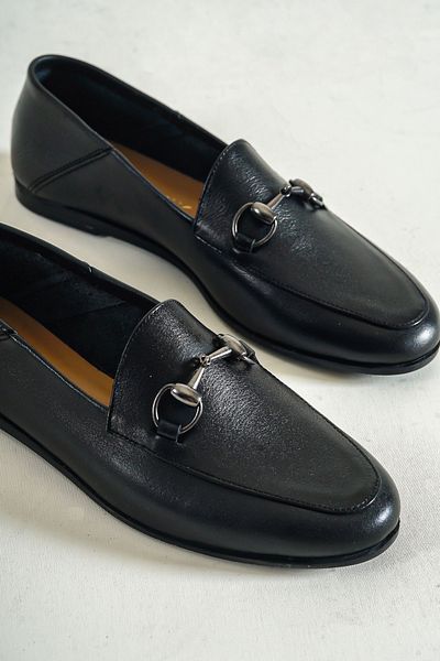 Deripabuc Genuine Leather Black Women's Leather Loafer Pcc-f05