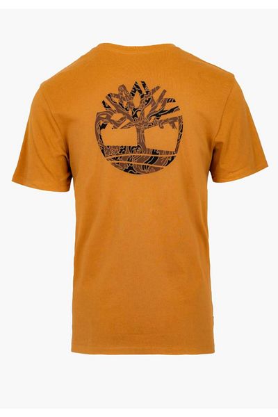 Timberland Ανδρικό κίτρινο μπλουζάκι - Kennebec River Back Camo Tree Logo TB0A2FKZP471