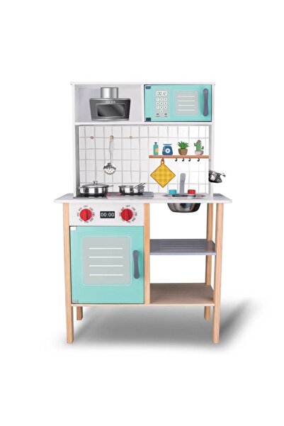 OEM Bucatarie din lemn pentru copii, Wood Play, lumini si sunete, 5 accesorii...