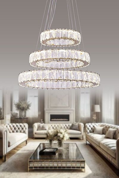 HİRALUCE Mark 3 Color Gold (Yellow White and Daylight) Luxury Led Chandelier with Remote Control and Dimmer