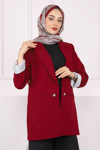 İmajButik Jachetă Blazer căptușită Burgundy