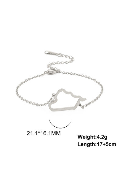 Choice1 17-22cm Steel Color Hollow Syria Map Women's Bracelet Minimalist Fash...