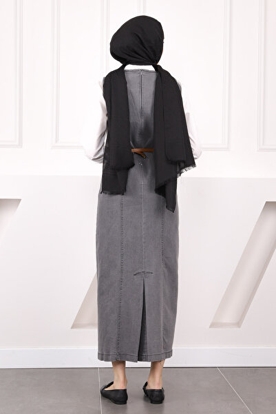 İmajButik Smoked Shirt Combination Denim Dress Set