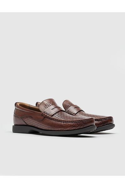 Cabani Genuine Leather Brown Men's Casual Shoes