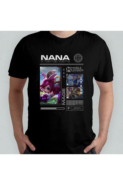 Pixxa Mobile Legends Nana Unisex 100% βαμβακερό μπλουζάκι με λαιμόκοψη μοντέλο 1