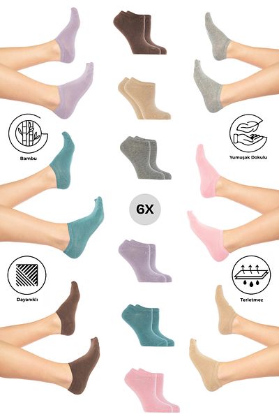 SAYSEZ Bamboo Women's Sneaker Multicolor Socks Seamless Invisible Ankle Sports Socks Premium Pack of 6