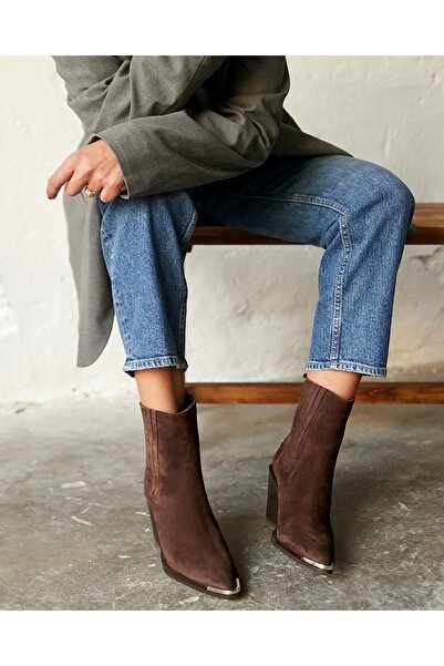 PELİN'İN AYAKKABILARI PALERMO KAHVE SÜET KOVBOY BOT