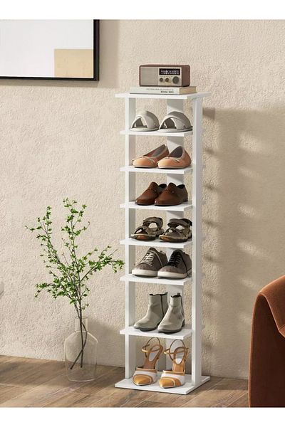 Cady One 7-Tier Shoe Rack and Organizer with Removable Shelves,Shelf Wooden Stand for Home Decor