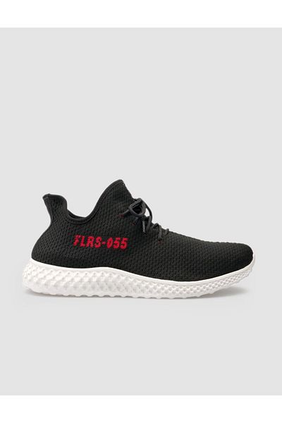 Cabani White Knitwear Black Men's Sports Shoes - Text Motif, Lace-up
