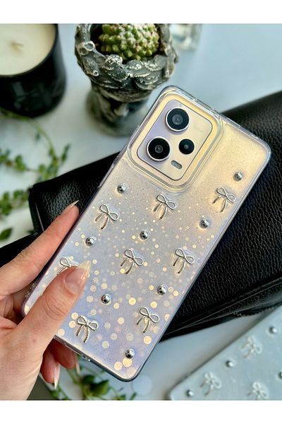 Go Aksesuar Xiaomi Redmi Note 12 Pro 5g Compatible 3D Mini Bow Design Silicone Case