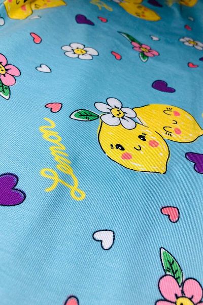 GRI MOR TEKSTIL SET DE Pijamale FATA 100% BUMBAC CU MODEL LIMON