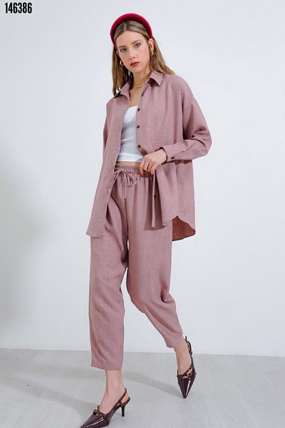 ByMisa Store Women's Rose Kurusu Raw Linen Summer Double Suit Suitable for Hijab