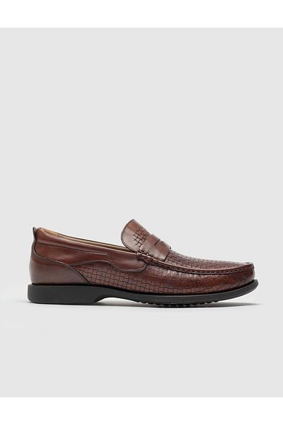 Cabani Genuine Leather Brown Men's Casual Shoes