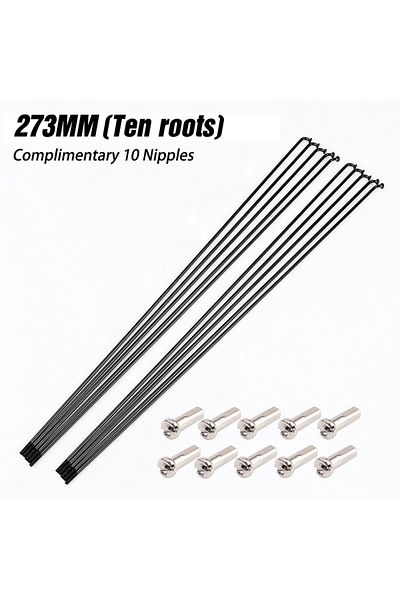 LeBycle 10pcs -273mm Bicycle Spokes Wire Mountain Road Bike 304 Stainless Steel Spokes 14g Black Hig