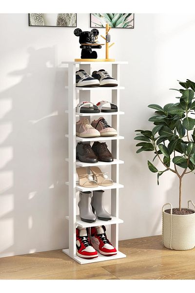 Cady One 7-Tier Shoe Rack and Organizer with Removable Shelves,Shelf Wooden Stand for Home Decor