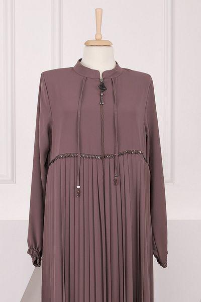 İmajButik Σκούρο βιζόν μανίκι ελαστικό πλισέ μανίκι
