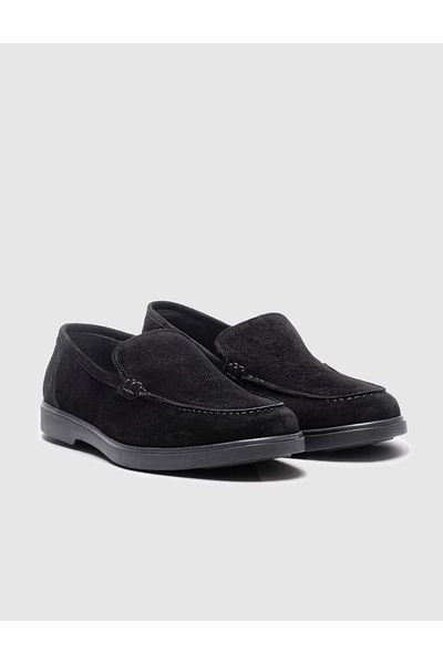 Cabani Genuine Leather Black Suede Men's Loafer