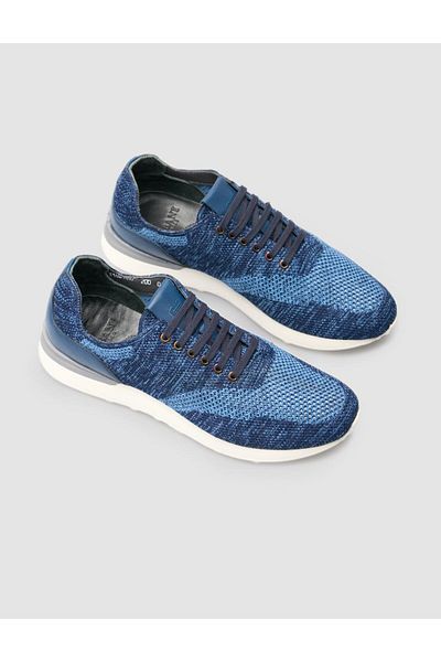 Cabani Men's Sneakers - Knitwear Blue, Lace-up