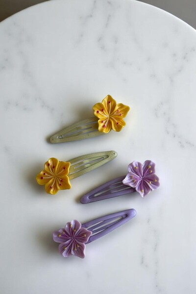 MUTENA 2 perechi, 4 bucăți, set de catarame pentru fete, cu flori de cireș