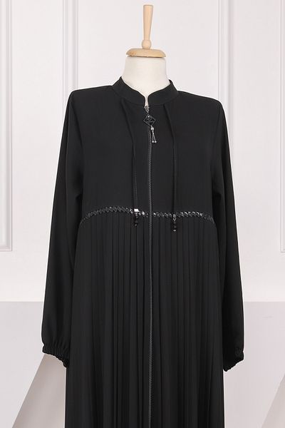 İmajButik Μαύρο μανίκι ελαστικό πλισέ μανίκι