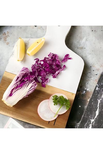 Generic Marble and Wood Cutting Board Chopping Charcuterie Serving Suitable For Kitchen White Color