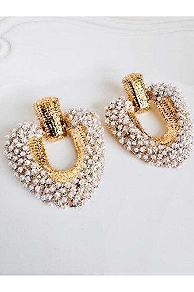 DEVİ fashion Büyük Kalp İnci Küpe 6 cm