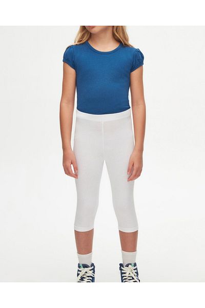 RUTBİL SPORTS Girl's Above Ankle Leggings- Children's Volleyball-Basketball-Tennis Leggings-Sports Leggings-Yoga-Pilates Leggings White