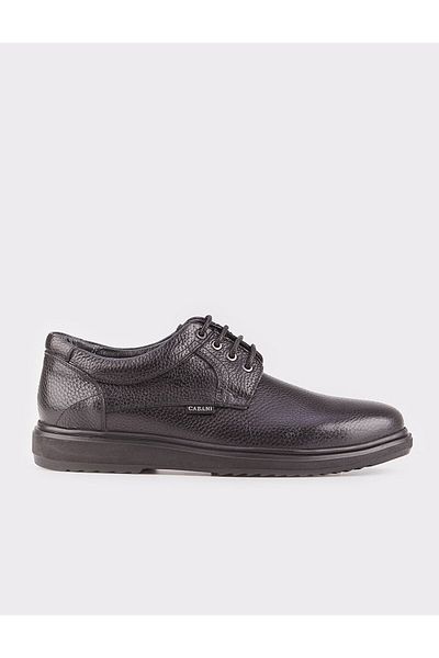 Cabani Genuine Leather Black Lace-Up Men's Casual Shoes