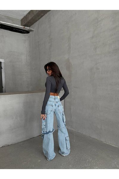 DENİKK KTrend Design special, picior lat, potrivire confortabilă, buzunar cu burduf, genunchi deschis, pantaloni palazzo