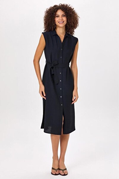 İKİLER Önü Çıtçıtlı Gömlek Elbise 025-4021