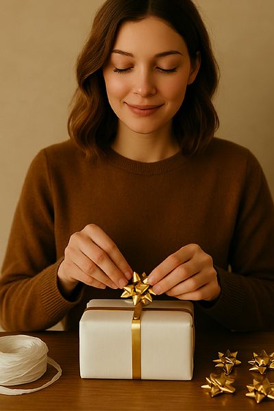 Meyofficial Gold Color Raffia Gift Package Decoration Star
