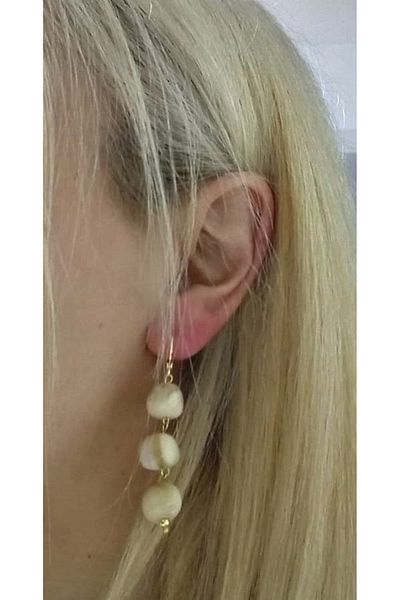 mos&more Ecru Natural Stone Look Dangle Women's Earrings