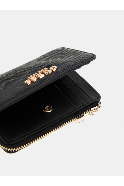 Guess Laurel Slg Zip Arnd Card Case Women's Black Wallet Swzg8500156-Bla