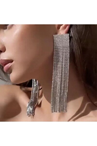 Flaner Paris Accessorize AquaLux Kristal Taş Şelalesi Kare Motifli Küpe