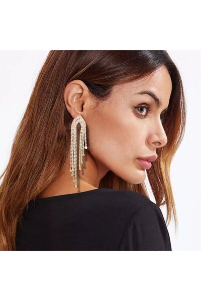 Flaner Paris Accessorize Boucles D'Oreilles Cascade Earrings with Rhinestones