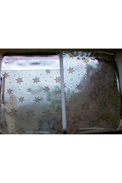 morlalem m 100 Pieces Star Printed Khaki Green Metalized Banded 10cm Gift Bag, Jewelry Engagement Mevlüt Henna Package
