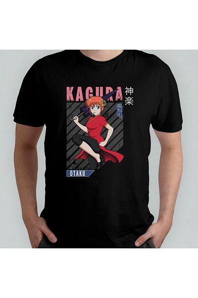 Pixxa Μπλουζάκι Gintama Gin Tama Kagura Unisex 100% βαμβακερό μπλουζάκι με λαιμόκοψη μοντέλο 3